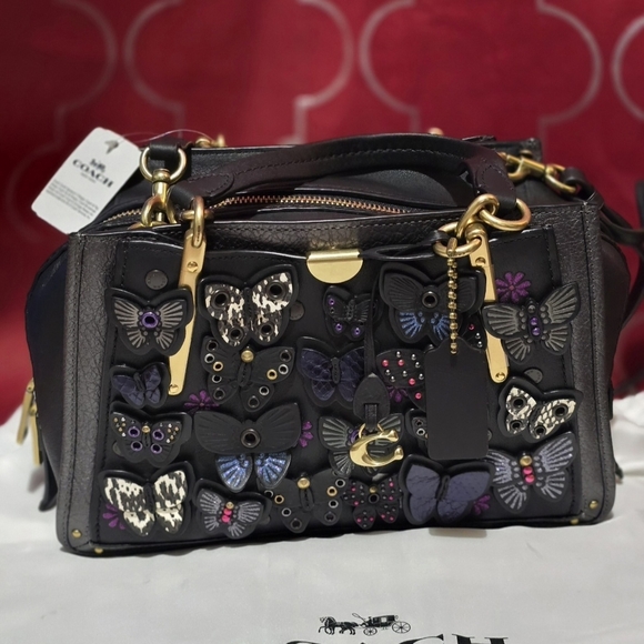 Coach Black and Purple Butterfly Satchel - Picture 3 of 6